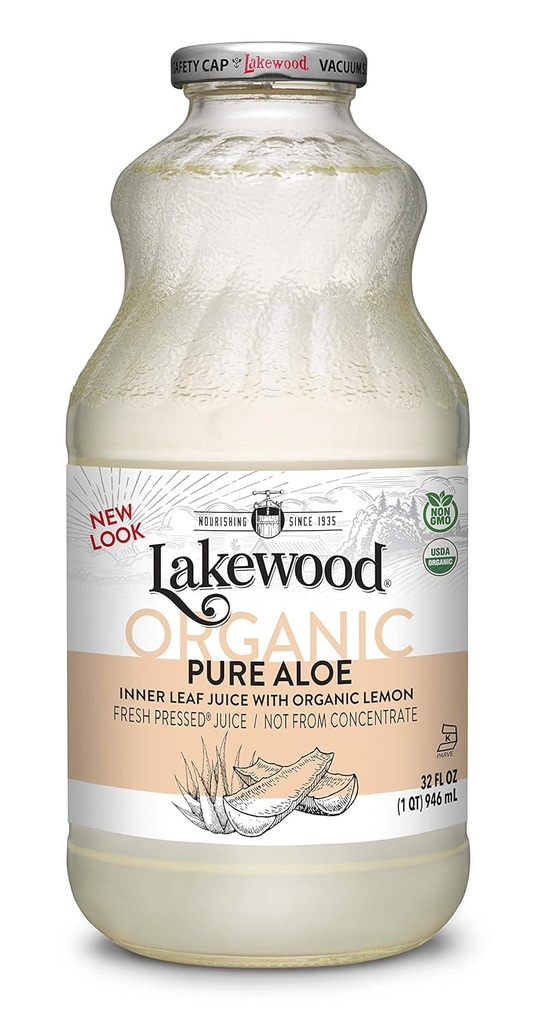 Lakewood Organic Pure Aloe Inner Leaf, Segar Menekan, 32 Fl Oz, Paket 6