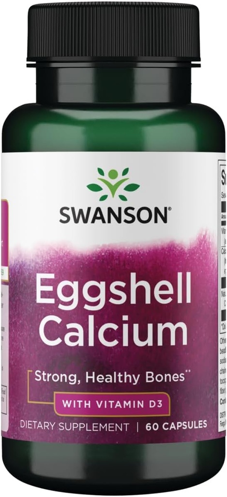 Swanson Eggshell Kalsium dengan Vitamin D- 3 60 Capsules
