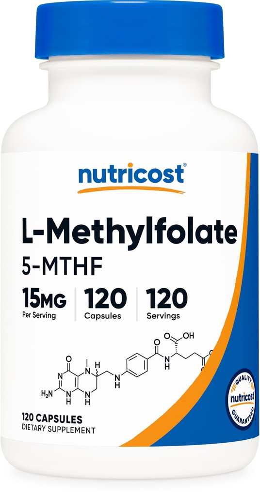 Nutricost L- Methylfolat 15mg, 120 Capsules (5- MTHF) - Vegan, Non- GMO, Gluten Free