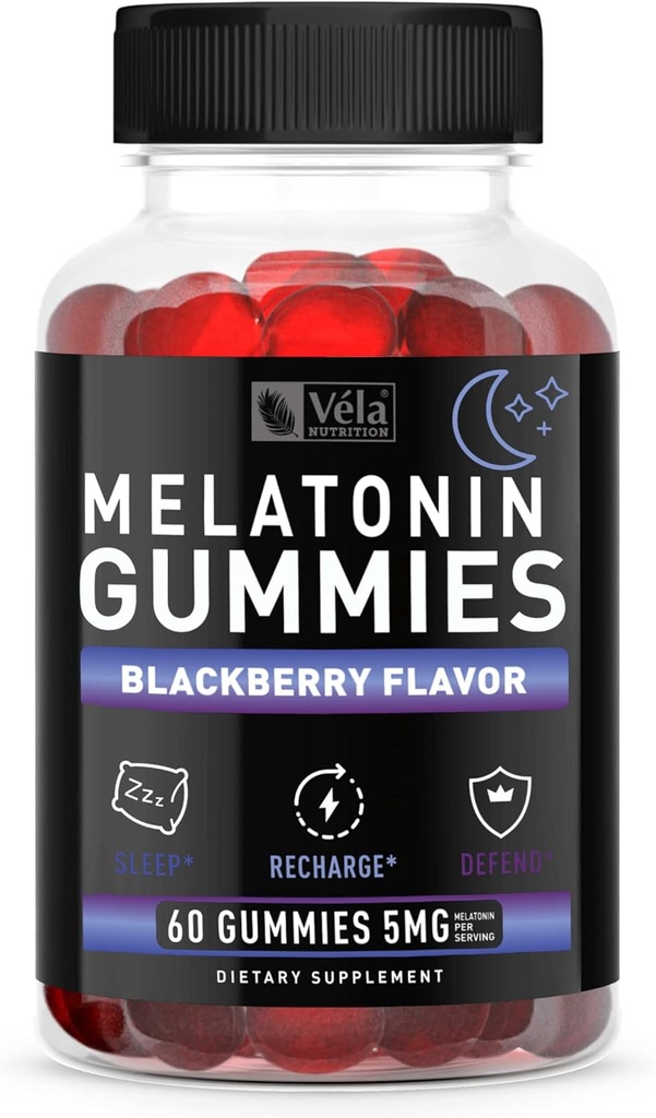 Melonasin Black Berry Gummies 5mg, Nighttime Sleep Dupport Chewable A124; 60 Count