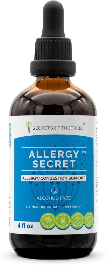 Allergy Secret Alcohol-Free Extract, Tacture, Glycerite Rosemary, Mullein Leaf, Marshmallow, Stinging Nettle, Eyebright. Dukungan Alergi / kemacetan (4 FL OZ)