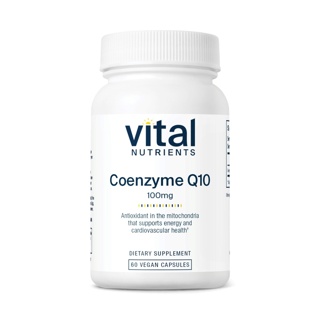 Nutrisi Vital CoQ10 100mg 124; Vegan Suplemen 124; CoEnzyme Q10 dari Ubiquinone 124; Mampu Antioksidant untuk Mendukung Tingkat Kesehatan dan Energi Hati * Glu4; Glurt, Dairy dan Soy Free 124; Non -GMO 124; 60 Capsules
