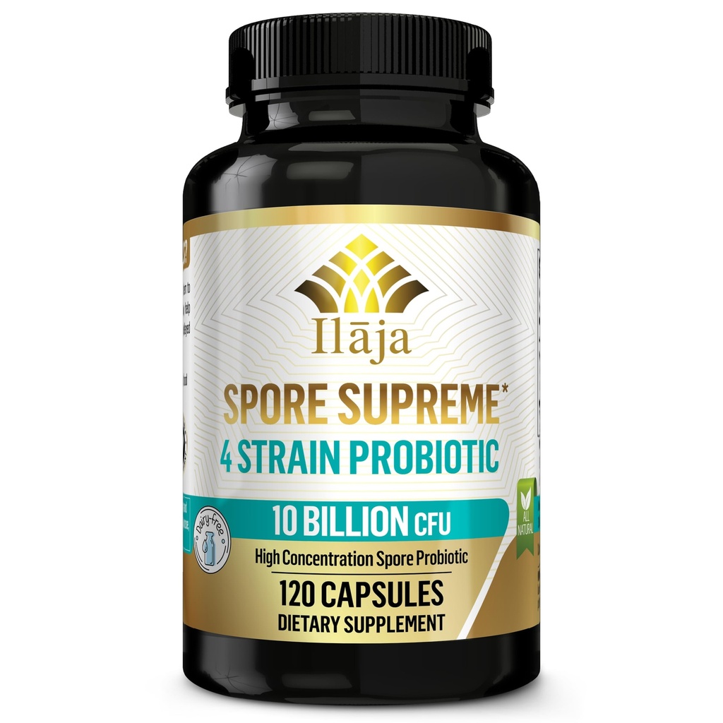 Spore Supreme Spore Based Probiotic 120 Capsule x 10 Milyar / 4 Strain Formula - 4 Bulan Supply - Tidak Perlu Refrigeration, Acid Resistant Strains, Dairy Free