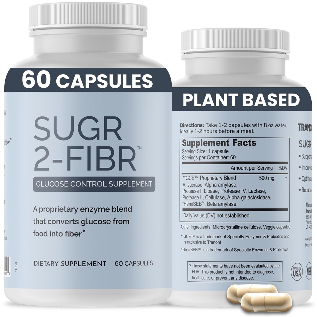 OPTIVIDA Sugger-2- Premium Darah Gula Suplemen * (60 Count) - Dukung Tingkat Darah Sehat * dengan Mendukung Glug Metabolisme ke Fiber *