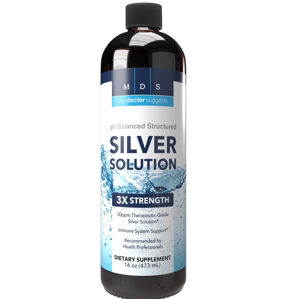 Alkaline Structured Silver Liquid Supplemen 30plm - Imune dan Gut Health Support - Ekstra Kekuatan Struktur Suplemen Mineral Perak - Dibuat di USA (16 oz)