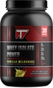 Whiy Isolate Power Vanilla Milkshake, 26g dari 100% Whey Protein Isolate per Serving untuk Membangun Lean Muscle -Vanilla Milkshake, 2lb - 30 Servings