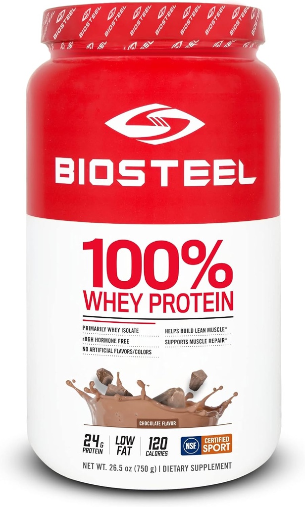 Cokelat Olahraga BioSteel 100% Whey Protein Powder Suplement, RBGH Hormone Free & None-GMO Post Workout Formula, 25 Servings, 25.5 Ounces Trusted oleh Pro Athletes, NSF for Sport