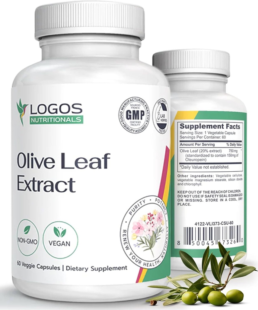 Zaitun Leaf Extract Capsules - Suplemen Imune untuk Pria & Perempuan, Polyphenol dan Flavonoid untuk Kelamin Berlebihan - Bukan-GMO dan Vegan Olive Oil Kapsul - 60 Count