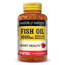 MASON NATURAL Omega, 3 Fish Oil, 200, Day Supply, 1000mg dengan EPA dan DHA untuk Dukungan Gabungan, Pil Softgel