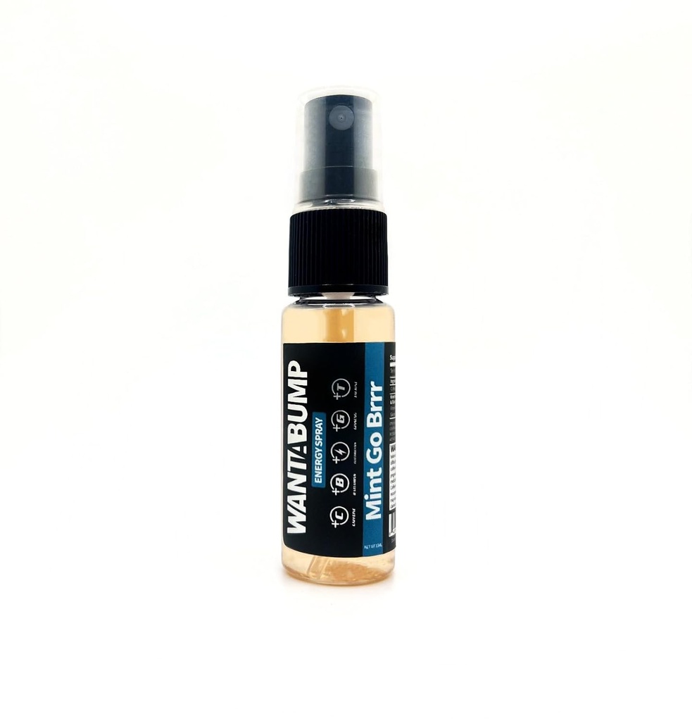 Ingin Semprotan Energi Bump & Breath Freshener 124; 400mg Caffeine 124; B 3, 6, 12 Vitamin Spray 124; Electrolites Spray 124; No Jitters 124; No Crash 124; Oral Spray