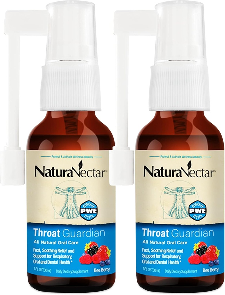 Unique Throat Relief and Wellness Agent - Brazil Bee Propolis Throat Guardian Spray - Honey Bee Berry Flavor (2- Pack, 1.06 Fl Oz)