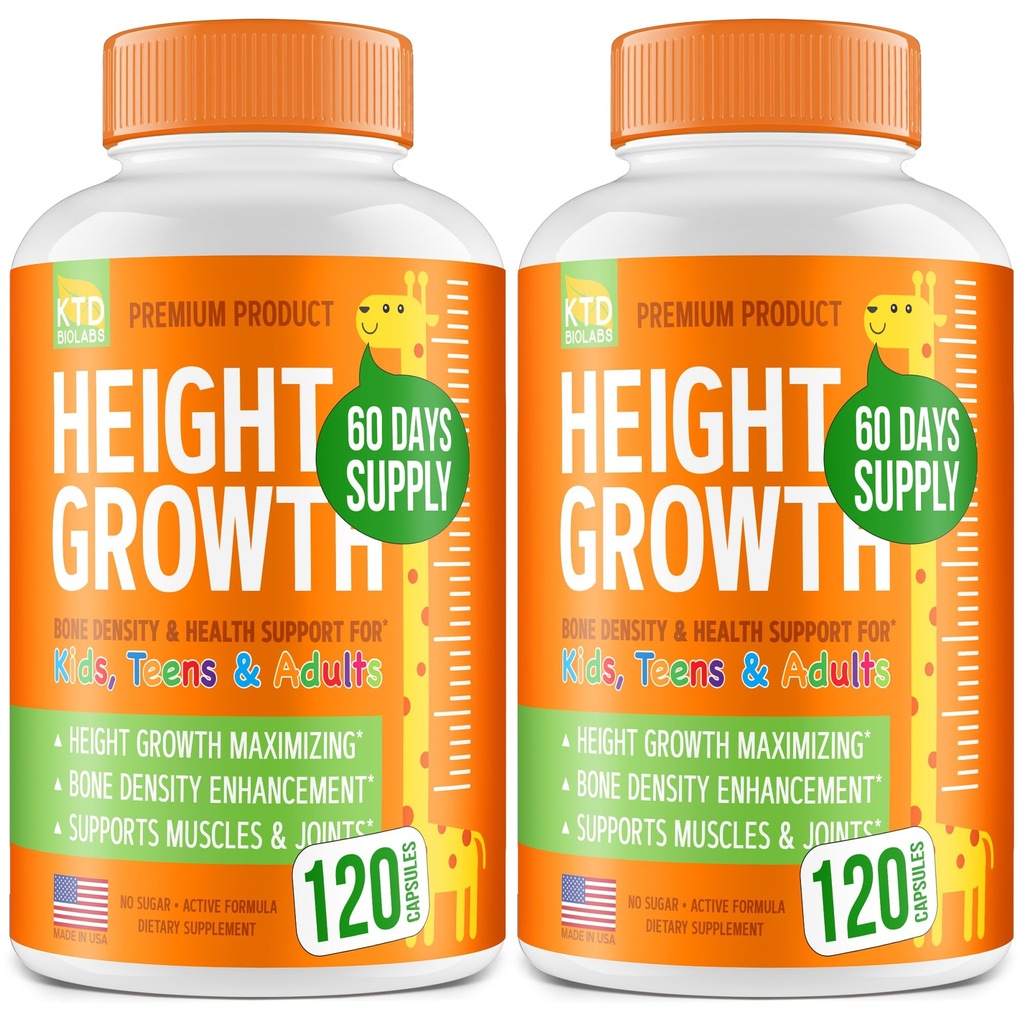 Kembang Tinggi 2, Maximizer - Dibuat di Amerika Serikat - Natural Height Increase Booster & Teen Vitamin - Pil untuk Tumbuh Taller pada Umur Setiap - Pertumbuhan Tulang Tambahan untuk Dewasa & Anak - 120 kapsul
