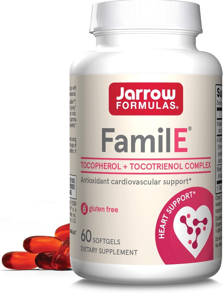 Jarrow Formulas Faly-E - Promotes Heart & Cardiovascular Kesehatan - Berisi Semua Delapan Anggota dari Vitamin E Family - Kaya di Gamma Tocotoferol & Tocotrienol - 60 Softgeels