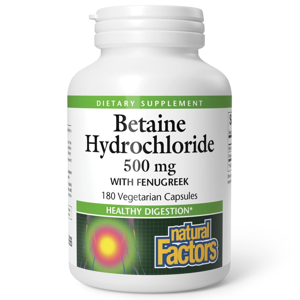 Faktor Natural, Betaine HCL 500 mg, Mendukung Divalry Healthy dan Microbiome Sehat, 180 kapsul (180 porsi)