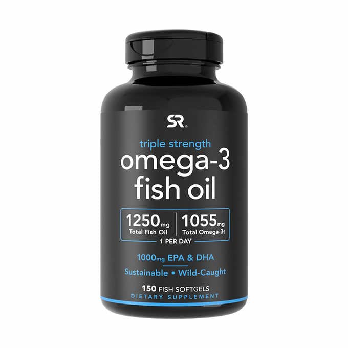 Penelitian Olahraga Triple Kekuatan Omega 3 Minyak Ikan - Tambahan Minyak Ikan tanpa cacat w / EPA & DHA Acids Gendut dari Wild Caught Fish - Hati, Otak & Imune Dukungan untuk Pria & Perempuan - 1250 mg, 150 ct