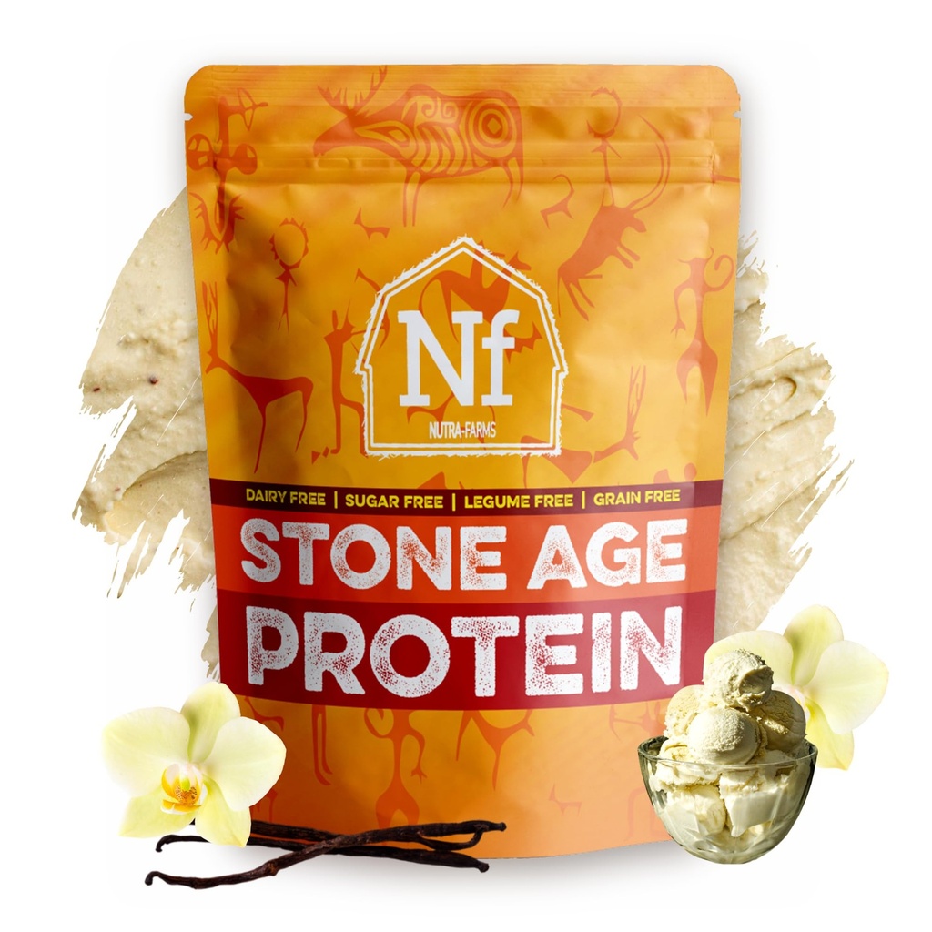 Protein Jaman Batu: Egg White Protein 124; Gluten- Gratis 124; Whey Bebas 124; Gula Bebas 124; Gut-Friendly 124; Vanilla, 2 pon