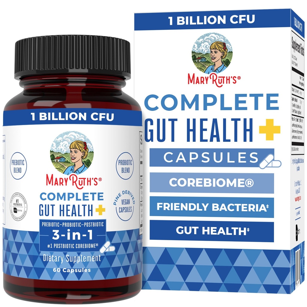 MaryRuth Organics Complete Gut Health + Capsules 124; 5 Probiotic Blend 124; Butyrate 124; Corebiome ® 124; Vegan Gut Dukung 124; Dukung Gastrointestinal Kesehatan & Microbiome 124; 2 Capsules Harian 124; 30 PNS