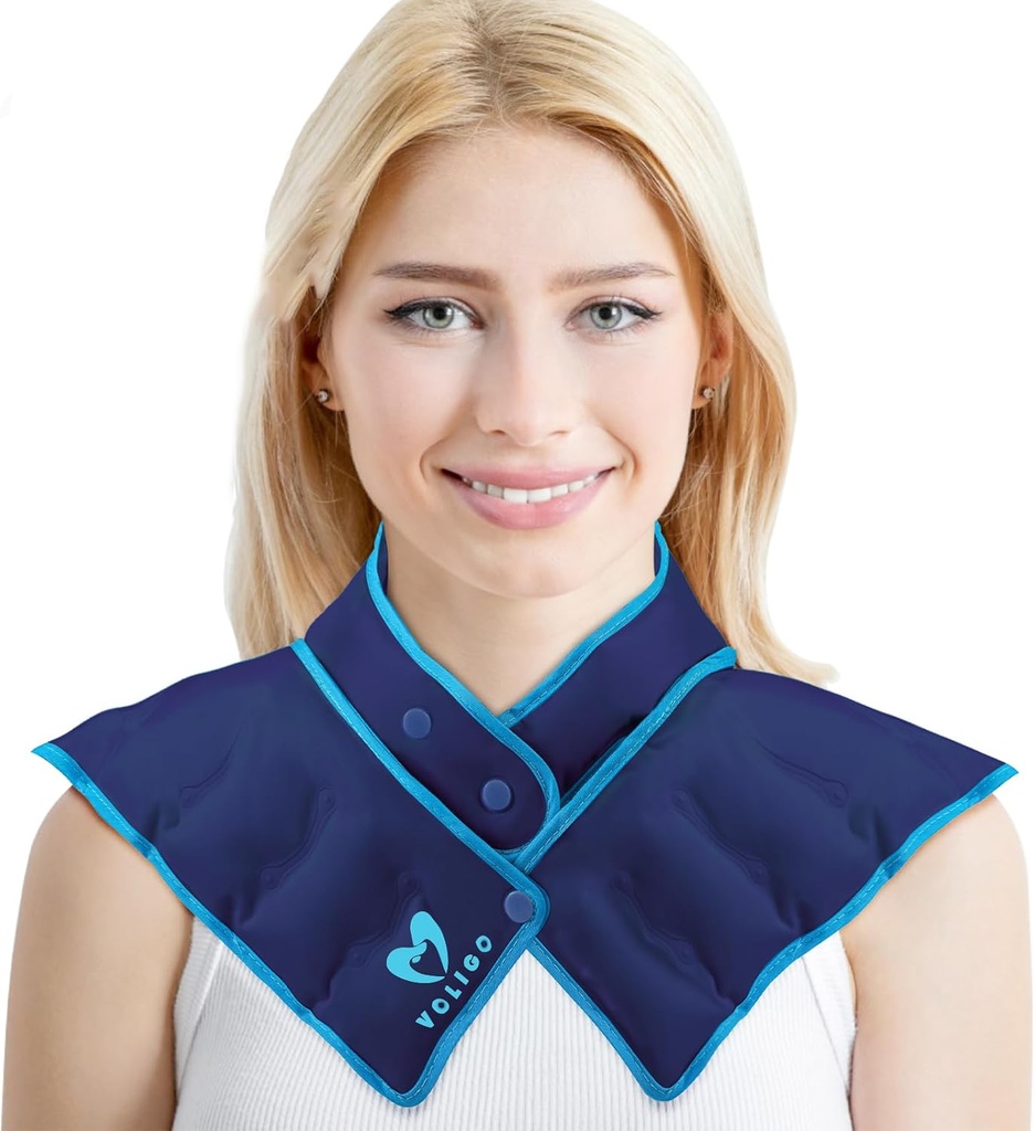 Neck Shoulder Heating Neck Clock Microwave Haating Pad, Hot and Huming Back Pain Relief Hot Compress, Adjustable Microwave Heater (NSF- Blue)