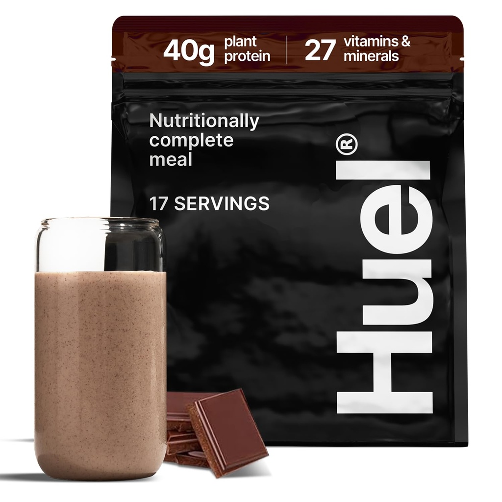 Huel Black Edition 124; Chocolate 40g Vegan Protein Powder 124; Nutritional Complete Meal 124; 27 Vitamin dan Mineral, Gluten Free 124; 17 Servings