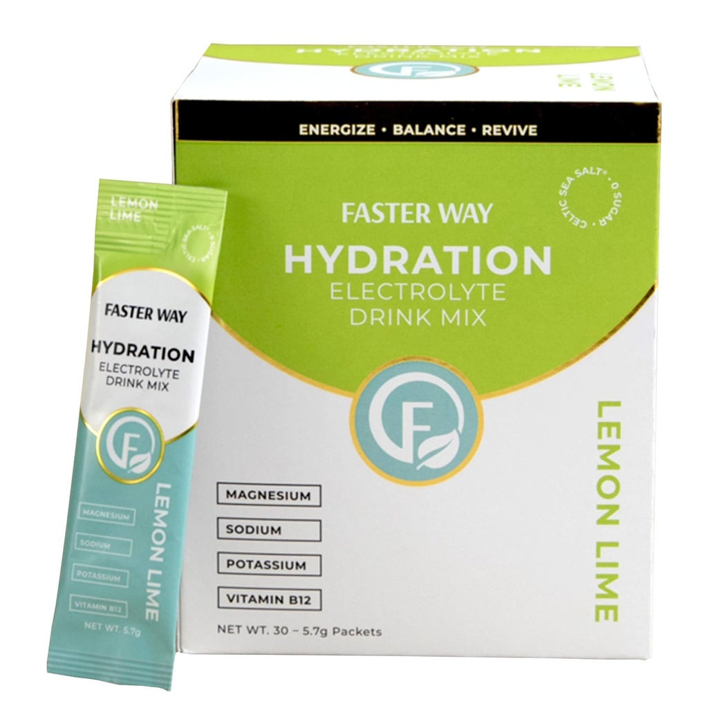 Lebih cepat - Hidration - Electrolite Drink Mix - Dengan Apple Cider Vinegar, Choline, Prooline & Natural B Vitamin - Energize & Revive - Paket Powder - Zero Sugars -Gluten Free -Lemon Lime -30 Pack
