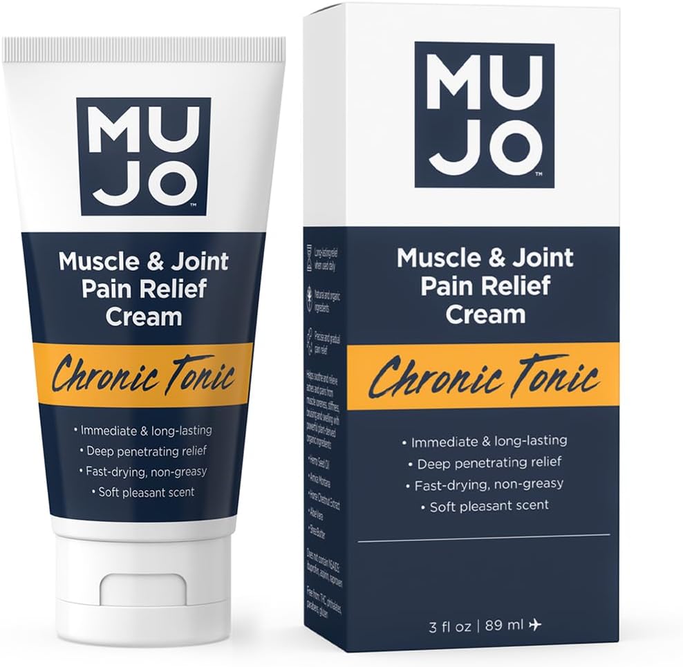 MuJO Cronic Tonic Muscle & Joint Pain Relief Cream - Fast- Acting, Long- Lasting Organic Ingreations - Deep Tenepmited for Arthritis / Spoins - 3 fl oz