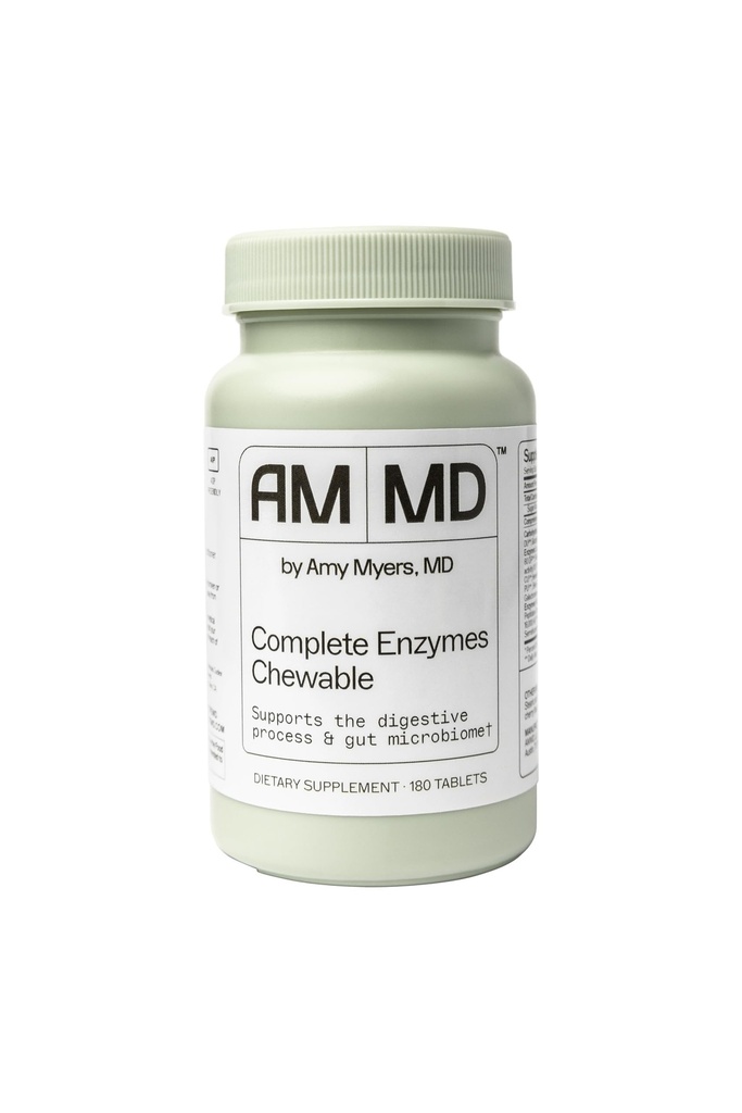Amy Myers MD Digetical Enzymes Chewable - Complete Enzymes Dukung Leakymes, Acid Reflux, Gas, Bloating, Gluten Exposure - Amylase, Lactase, Alkaline, Protease, Sucrase + More - 180 tablet