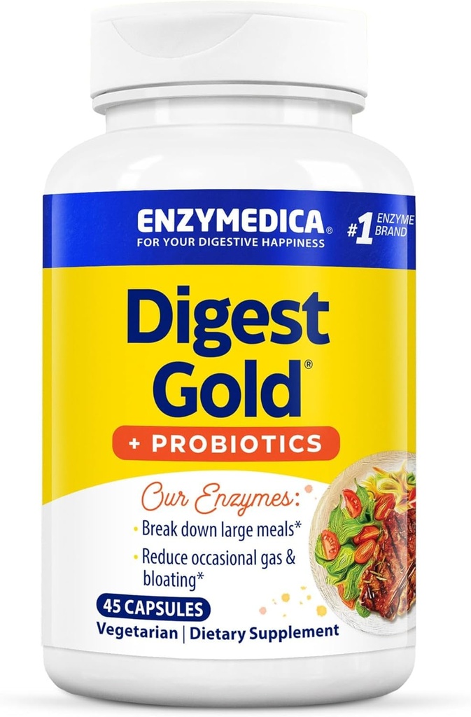 Enzymedica Digest Gold + Progration, 2-in- 1 Formula Kesehatan Gut, Enzymes Digeptical & 1 Miliar Probiotic Cultures Aktif, 45 Count