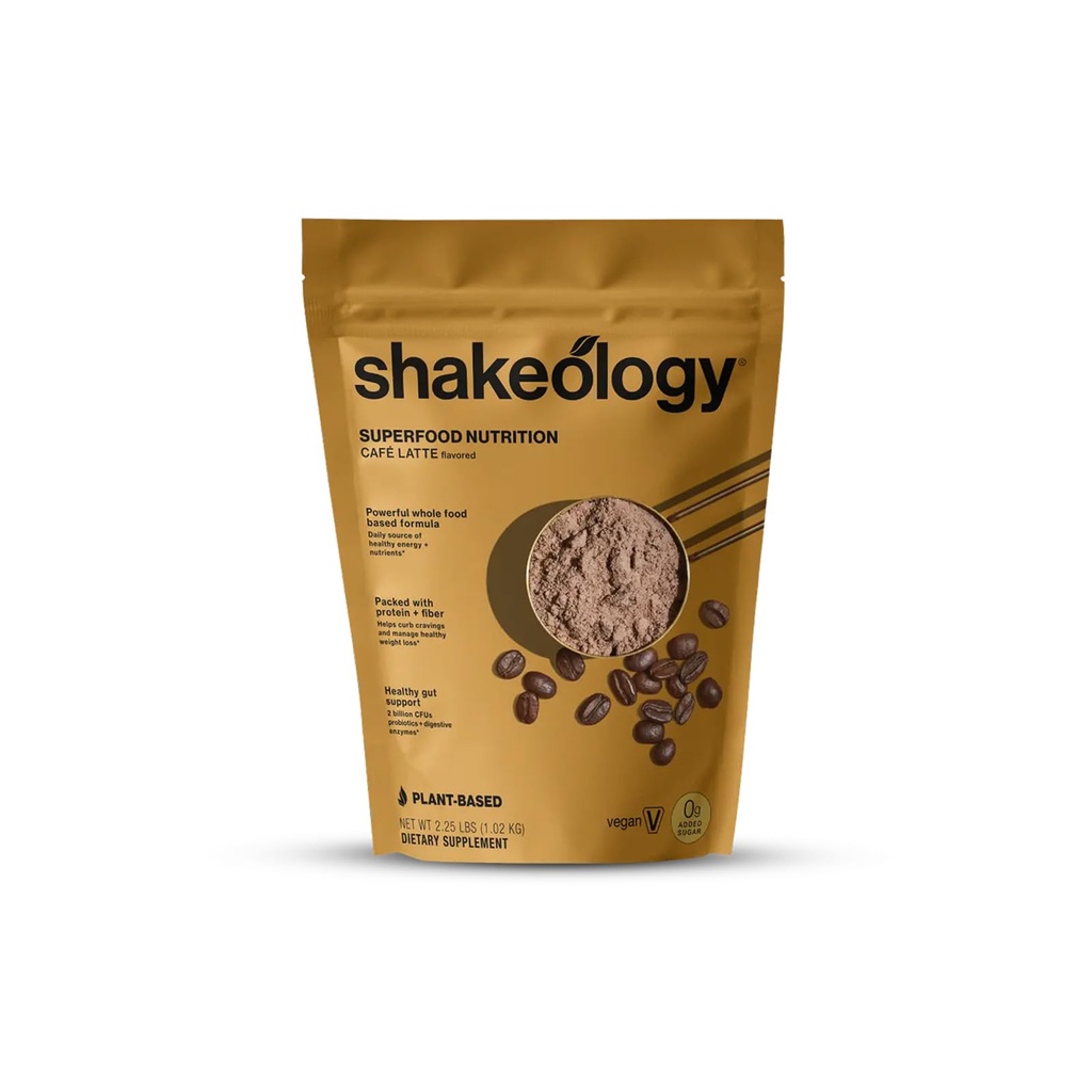 Shakeology 0g Diadded Sugar Plant Based Protein Powder Blend, Gluten- Free Shake with Vitamin and Mineral - Helping Healthy Woss, Lean Muscle, Gut Health - Cafe Latte, 30 Servings