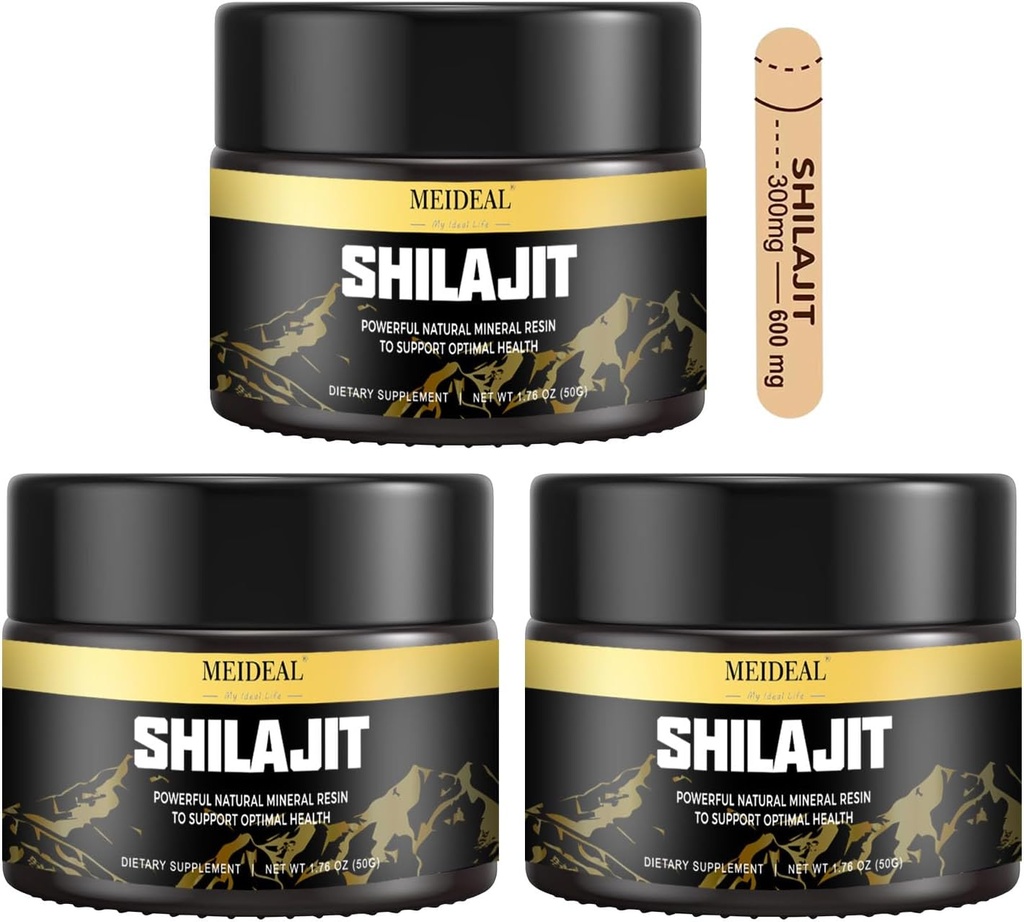 Shilajit Pure Himalaya Shilajit Shilajit Resin, Shilajit Tingkat Emas Shilajit Resin dengan 85 + Trace Minetal & Fulvic Acid, Suplemen Shilajit Murni untuk Kesehatan Lebih Baik, 50 Gram (3 Pcs)
