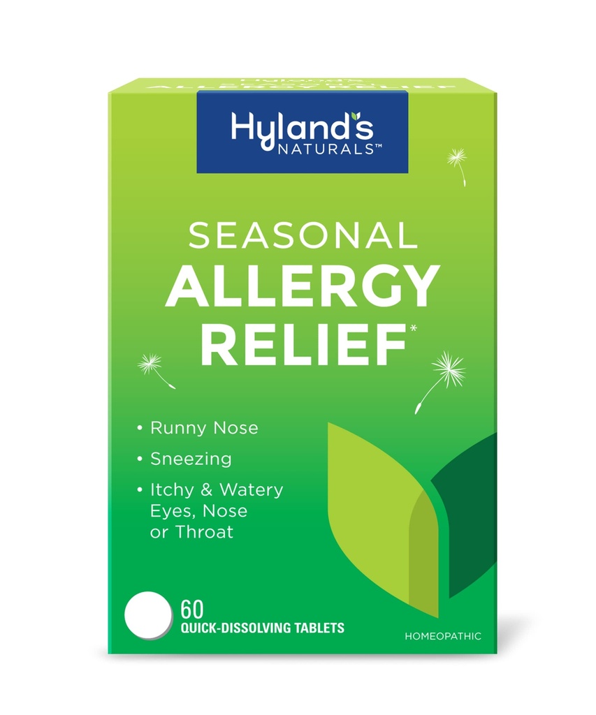 Pil Relief Seasonal Hyland 's Indoor and Outdoor, Non Drowsy Seasonal Algergy, For Sneezing, Runny Nose, Itchy and Watery Eyes, Nose or Throat, Safe and Nature, Quick Dissoling Tablets, 60 Count