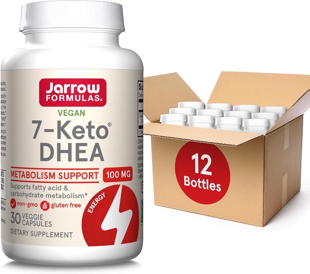 Jarrow Formulas 7- Keto DHEA 100 mg, Dietary Suplemen untuk Acid dan Karbohydrate Metabolisme Dukungan, 30 Veggie Kapsul, 15- 30 Hari Suply, Paket 12