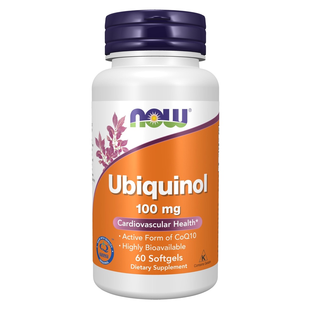 Suplemen Makanan SEKARANG, Ubiquinol 100 mg, Biotersedia Tinggi (Bentuk Aktif CoQ10), 60 Softgels