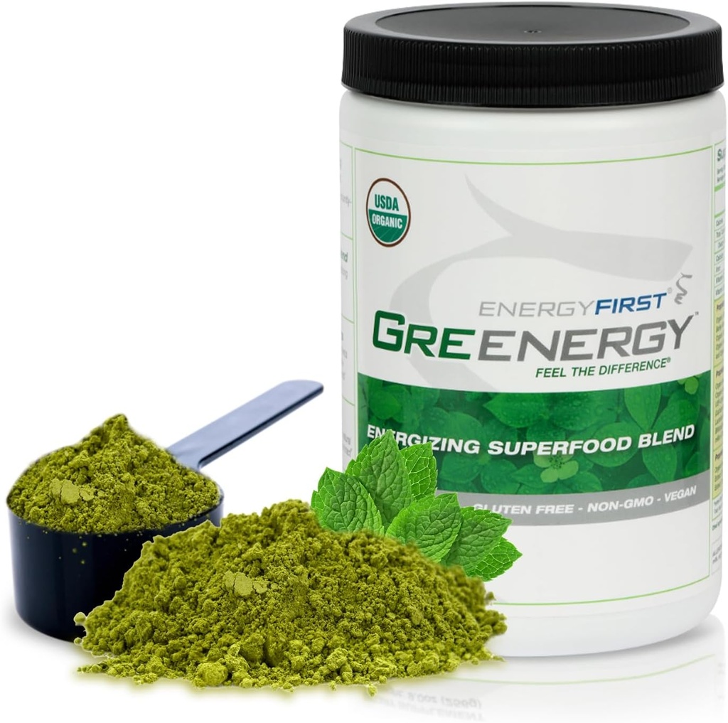 Energize First Energize and Detoxify Greenergy Organic Superfood Powder - Vegan, Gluten- Free, Sugar- Free, Non-GMO - 30 Servings for Daily Energy & Ammunity Boost!