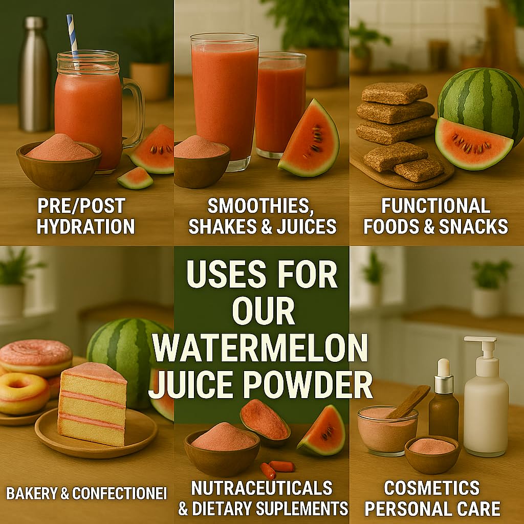 Indus Farms Superfoods All Natural Watermelon Juice Popper - Instant Drink Mix & Hidration Recipes - Natural Electrolytes, Plant - Based Superfood - Vegan, Non-GMO, Gluten- Free-Smoothies, Skincare 2 LB