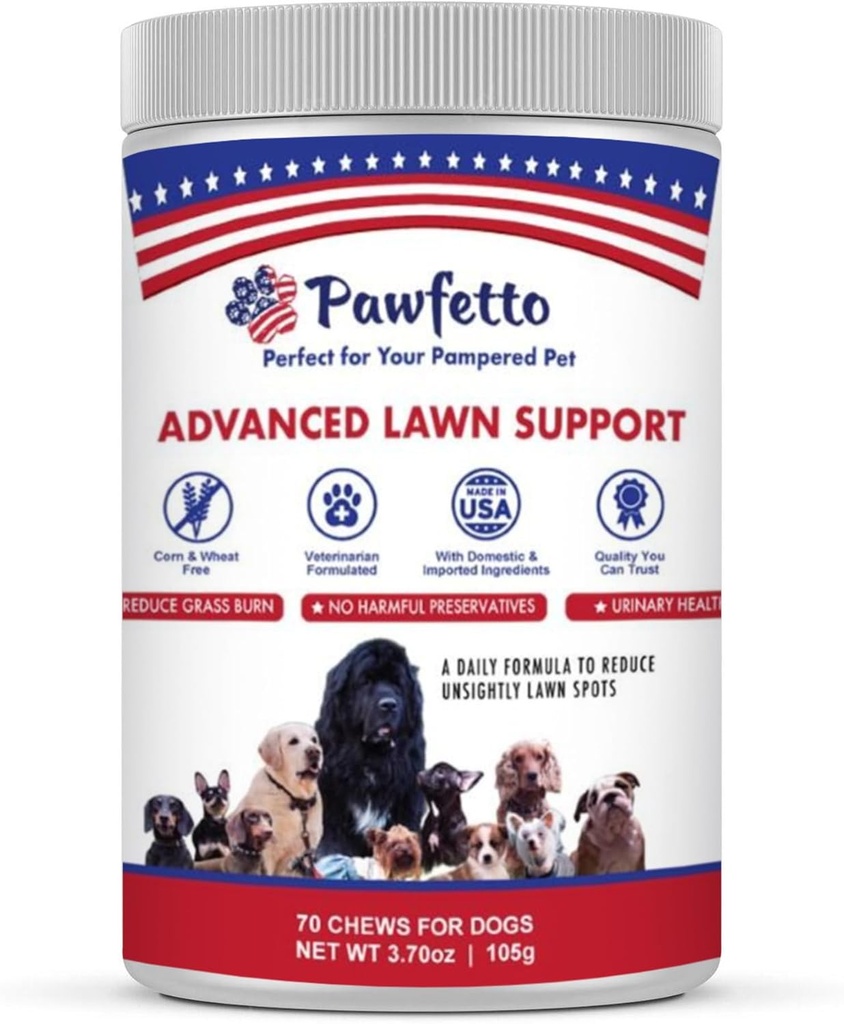 Advanced Lawn Suppport for Dogs, with Cranberry, Amino Acids, and Brewer 's Yeast, Easily Digeable, Chicken Liver Flavor, Perfect for Your Pet Pet (70 Dog Chews)