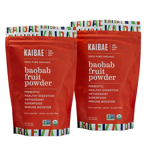 Premium Organic Baobab Powder I Prebiotic Gut Health, Intermittent Fasting, Imunity, Hidration 124; Vitamin C, Polyphenol, Minironel 124; Fiber Supplemen 124; 16 oz.