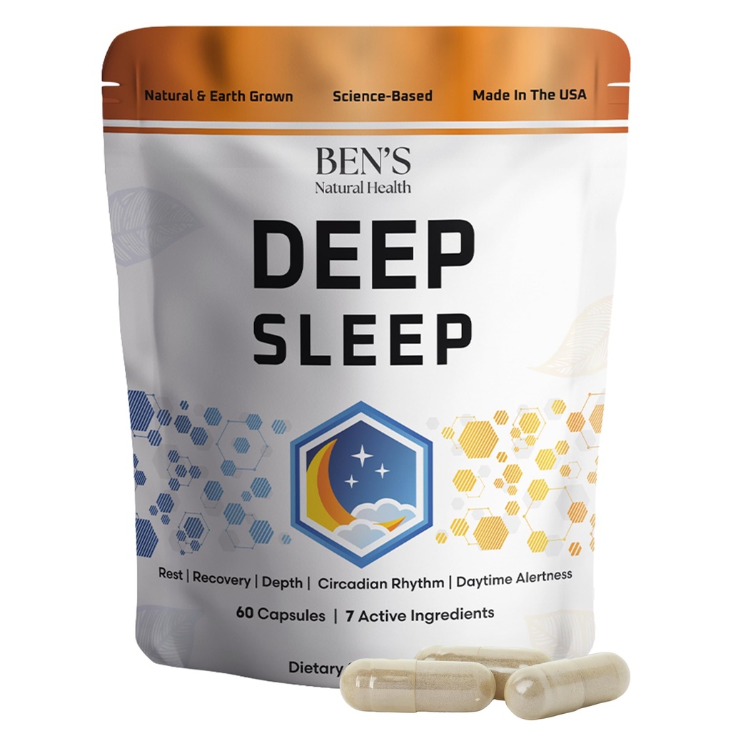 Ben 's Natural Health Deep Sleep Supplemen, Melonatin, Valerian, Chamomile dan Lavender, 30 Kapsul