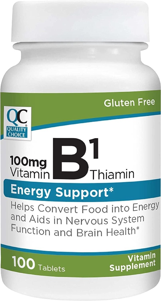Kualitas Pilihan Vitamin B1 Thiamin 100 mg Energi Dukungan, Fungsi Sistem Gugup, Tablet Tambahan Vitamin Otak, 100 Botol Count