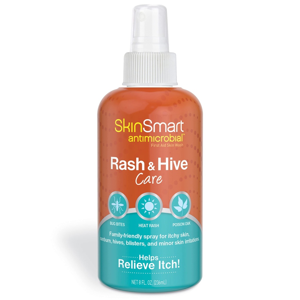 Skinsmart Antimicrobial Rash and Hive Care, First Aid Skin Wash, 8 oz Spray Bottle