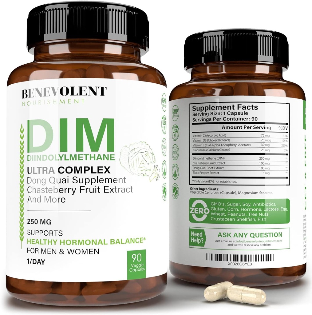 Penginapan Benevolent Maximum Power DIM Tambahan 250mg - 90 Vcaps Diindolylmetana Ultra Complex Plus Chasteberry, Dong Quai Ekstrak + More