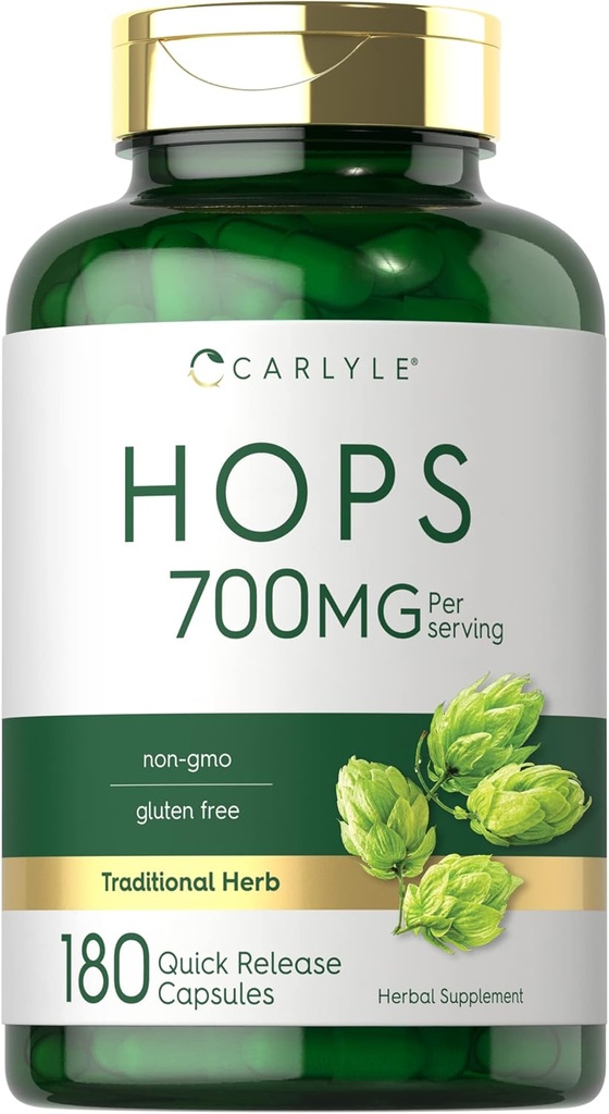 Carlyle Hops Suplemen 700mg 124; 180 Capsules 14; Non- GMO & Gluten Free 124; Tradisional Herb