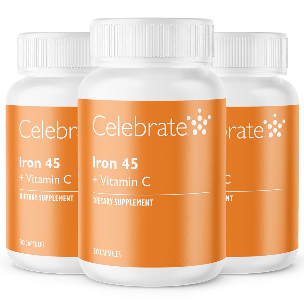 Merayakan Vitamin Besi Tambahan dengan Vitamin C - 45mg Besi, 60mg Vitamin C, Bariatric Vitamin untuk Pasien WLS, Vertikal Sleeve & Gastric Bypass Operasi (90 Capsules)