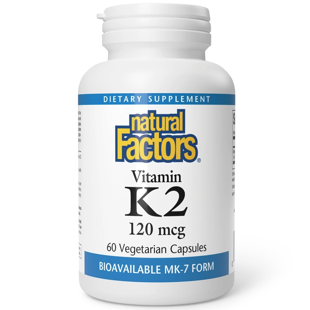 Faktor Natural, Vitamin K2 120 mcg, Support Bone and Vascular Health, 60 Kapsul