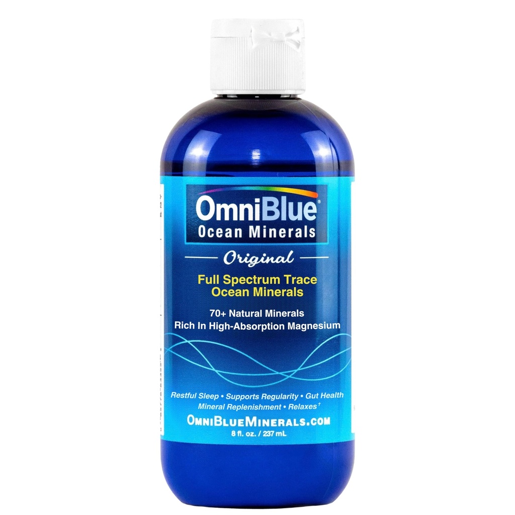 OmnieBlue Ocean Minerals - 70 + Trace Minerals & Liquid Magnesium - Potasium, Chloride- Sodium Rendah - Dukungan Alam untuk Tidur, Hambus, Regularitas, Hidrolasi & Keseimbangan Electrolite (8 oz)