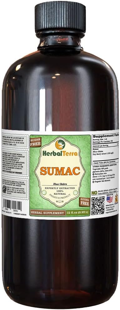 Suma (Pfaffia paniculata) Glycerite, Dried Roots Alcohol- Free Liquid Extract (Nama Merek: HerbalTerra, Proudly Made in USA) 32 f.oz (0.95 l)