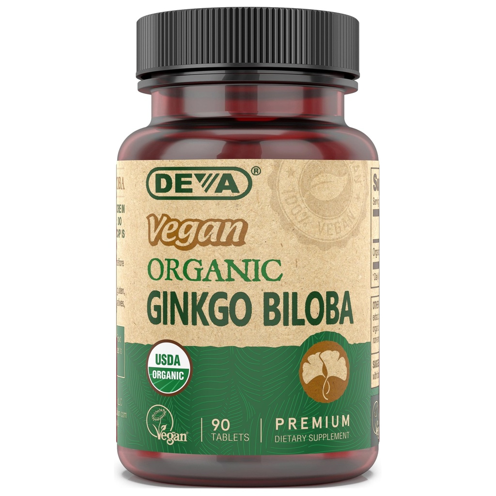 Deva Vegan Ginkgo Biloba Tambahan Dieter, USDA Organik, Masyarakat Vegan Disahkan, Easy- ke-Swallow Tiny Tablet, 300 mg., 90- Count Bottle