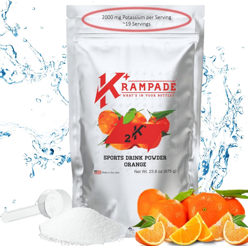 Krampade Electrolytes Powder Pottasium Suplemen - 2000 mg K +, > 2X Lebih dari Coconut Water 12.4; Crimp Relief dan Prevention 124; Powder Hidration