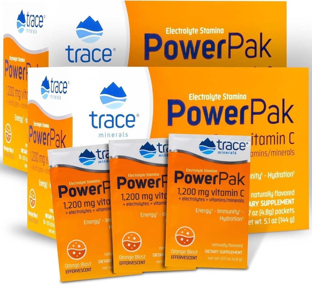Trace Minamin C, Zinc, Magnesium, Magnesium Kebal, Hidration dan Natural Energy 124; Orange Blast 124; 60 Packet