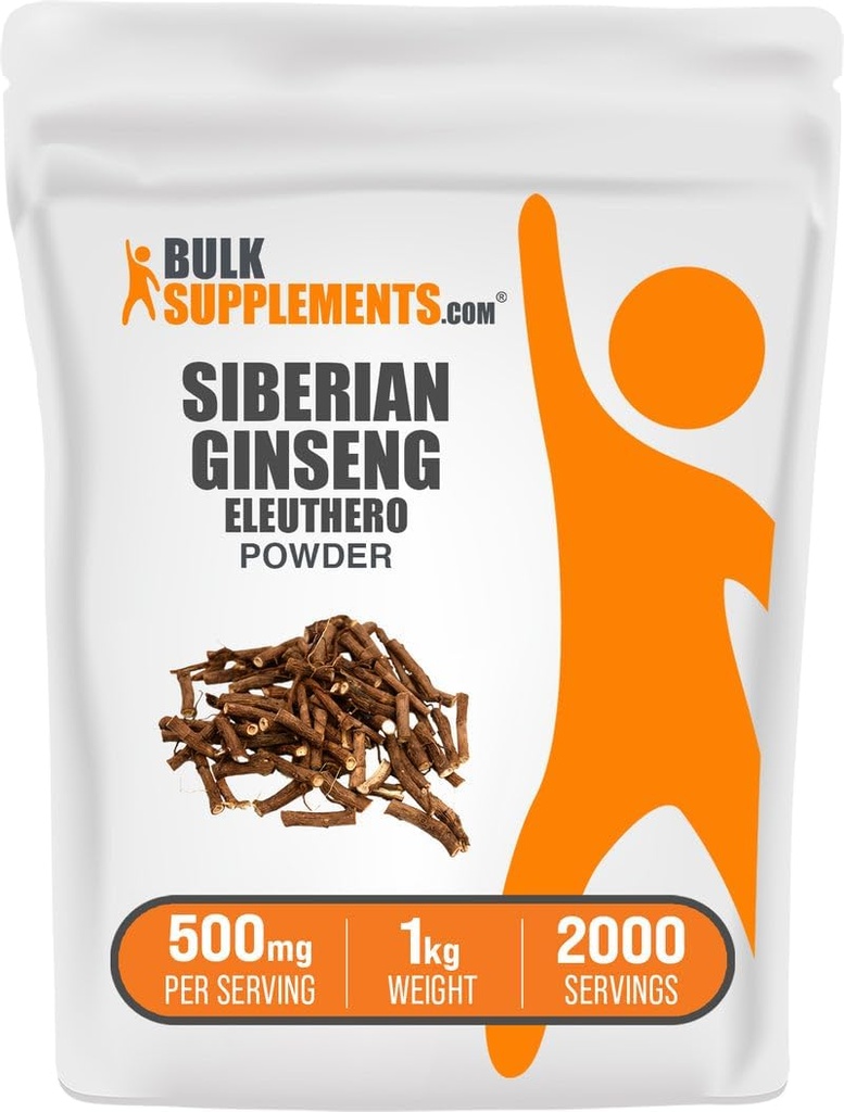 BulkSuplements.com Eleuthero Powder - Siberian Ginseng Powder, Eleutherococcus sensosus, Ginseng Herbal Suplemen - Gluten Free, 500mg per Serving, 1kg (2.2 lbs) (Paket 1)