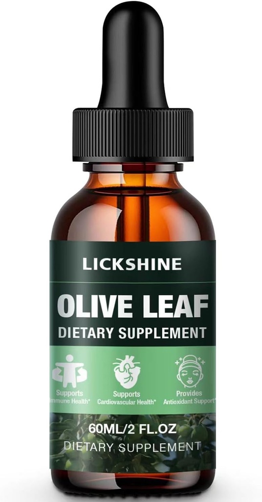 1 Pack 1000MG Olive Leaf Extract - Ekstrak Minyak Zaitun Organik Menjatuhkan Pengaruh Pengaruh untuk Penangguhan Lebih Baik - Imune & Heart Dukungan Gluten- Bebas, Non-GMO, Vegan, 2 Fl Oz